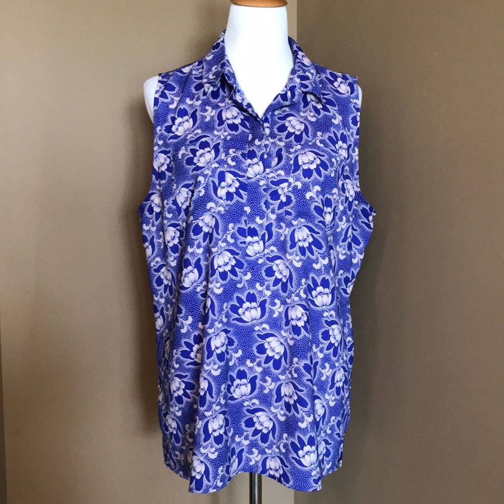 Ann Taylor floral collared tank size xl
